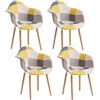 GrandCA HOME Set di 4 Sedie da Pranzo Moderne con Braccioli, Gambe in Faggio, Sedie da Cucina Patchwork Nordiche per Cucina, Soggiorno, Sala da Pranzo, Camera da Letto (Giallo)