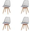 DEYARNA HOME Set di 4 Sedie da Pranzo Scandinave con Gambe in Legno,Grigio | Impermeabile e resistente, facile da pulire, Schienale Traforato a Rete, montaggio semplice, per Soggiorno, cucina e caffè
