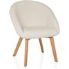 hjh LIVING Sedia da pranzo in morbido tessuto bouclé SCANDI TED Sedia imbottita Poltrona con gambe in legno, comodamente imbottita, bianca