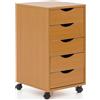 FineBuy Cassettiera con Ruote 33x64x38 cm Legno Marrone con 5 Cassetti | cassettiera con ruote per il cameretta e ufficio, cassettiera entra sotto la scrivania