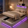 KSFASHZ Letto Singolo 90x200 con Contenitore,LED RGB e Presa USB, Struttura letto 90x200 con Rete a Doghe e Testiera Imbottito,velluto