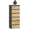 Home Collective Cassettiera con 6 cassetti, per camera da letto, corridoio, soggiorno, cassettiera con cassetti, larghezza 40 cm, altezza 109 cm, colore grafite artisano, legno di quercia, credenza multiuso, armadio