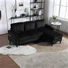 Sweiko Divano convertibile con pouf e spazio portaoggetti a 4 posti con comodi braccioli, portabicchieri, tasche laterali e poggiapiedi robusti in plastica, velluto (nero)