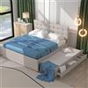 KUAKE Letto imbottito, 140 x 200 cm, letto matrimoniale, letto matrimoniale con tre cassetti, letto estraibile, testiera regolabile (beige)