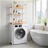 TerraVibe Scaffale per WC, in bambù, per lavatrici, con 3 ripiani, salvaspazio, grande capacità per lavanderia, bagno, WC