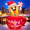 Danxilu Omino di Pan di Zenzero Gonfiabili Natale per Esterni da 180cm | Cioccolata Calda Gonfiabile Natale Esterno Decorazioni Luci LED Integrate per Giardino Prato Interno Feste Cortile Vacanze