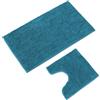 WohnDirect Set 2 tappeti bagno 50x80+45x45 Verde petrolio con WC | Duo ben studiato con incavo per il water - crea un insieme armonioso nella stanza da bagno