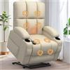 Srfzluxy Poltrona massaggiante elettrica regolabile con funzione sdraiata, funzione di calore, tipo C e porte USB, 4 tasche laterali, 2 portabevande da lettura, poltrona TV, soggiorno