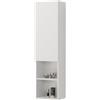 Inbagno Colonna Bagno Sospesa 115 Cm Bianco Opaco - Mobile Pensile Con Anta Soft-Close E Quattro Ripiani - Linea Nuvola
