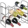mDesign Scaffale portabottiglie moderno in metallo — Mobile portabottiglie autoportante a 3 ripiani, 9 posti — Cantinetta portabottiglie da appoggio o incasso — grafite