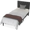 FIVMEN Telaio letto 90 x 200 cm, in metallo, con testiera e rete a doghe, letto per ragazzi, letto singolo, per camera da letto, camera degli ospiti, colore nero