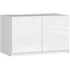 AKORD | Estensione dell'armadio | Aumenta la capacità dell'armadio | Armadio 2 Ripiani e 2 Ante | Robusto | Facile da montare | 51 x 90 x 55 cm | Bianco|Bianco lucido
