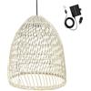 Lumisky Sospensione solare PAULO SOLAR in rattan naturale con cavo ibrido di rete e solare 5 m di lunghezza