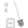 Jsdoin, set di scopino da bagno, scopino da bagno, scopino in silicone per pulizia profonda con manico in plastica lungo, scopino per WC con supporto ad asciugatura rapida per bagno (bianco)…