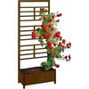 Relaxdays Fioriera da Esterno con Traliccio, 171x71,5x32 cm, Spalliera per Rampicanti Porta Fiori Rettangolare, Marrone