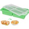 Woobroo Contenitore per zuppa in silicone con coperchio, grande stampo per cubetti di ghiaccio in silicone, per conservare e congelare zuppe, brodi, salse, cubetti di ghiaccio (verde)