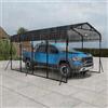 UISEBRT Garage per tende da auto per esterni | 3,7 x 6,1 m | Carport in metallo nero | Robusto riparo per auto esterno | Ombra con tetto in metallo zincato per auto e barche tenda bivacco