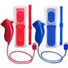 PGYFDAL 2 confezioni di telecomando e Nunchuck per console Wii/Wii U, gamepad con custodia in silicone e cinturino da polso per le vacanze (rosso e blu scuro)