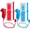 PGYFDAL 2 confezioni di telecomando e Nunchuck per console Wii/Wii U, gamepad con custodia in silicone e cinturino da polso per le vacanze (rosso e blu)