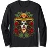 Idea regalo per il giorno dei morti La Calavera Catrina - Santa Muerte - Teschio di zucchero Maglia a Manica