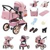 YAZOCO Passeggino Trio, con Ovetto I-SIZE Passeggino 3 in 1 Neonati con Due Modi Reversibili Spingere, Trio con Design Pieghevole in Un Clic navicella+passeggino 2 in 1 (3 in 1 XX1 Rosa)