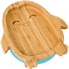 bamboo bamboo Piatto Baby e Toddler con Ventosa per Pappa e Svezzamento, Piatto Pinguino Bamboo con Sicura, Piatti per Bambini da 6 Mesi (Pinguino, Blu)