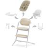 CYBEX Gold LEMO Seggiolone 4-in-1, 0 - 99 Anni, Dalla Nascita, Include Sdraietta, Sedile per Bambini, Vassoio, Riduttore per Neonati, Poggiatesta e Adattatore, Alluminio/Plastica, Sand White (Bianco)