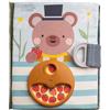 Taf Toys Libro di Attività in Tessuto per Bambini - 10 Giochi di Motricità Fine: Cerniera, Velcro, Lacci, Clip, Nascondino - 8 Pagine Interattive - Dai 18 Mesi - Formato 35 x 21 cm Aperto