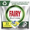 Fairy Platinum Detersivo Pastiglie Lavastoviglie Brillantante, 33 Capsule Lavastoviglie, Limone, Con Sistema Di Prelavaggio Integrato, Efficace Nelle Sfide Difficili Contro Lo Sporco