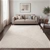 Paco Home Tappeto da soggiorno moderno a pelo corto scandinavo Japandi Panglao Monocolore Effetto alto-basso Motivo astratto Vello morbido Crema, Dimensione:160x220 cm