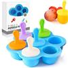 O-Kinee Mini Stampi per Ghiaccioli e Gelatoin Silicone, per Bambini, Formine Riutilizzabili, con Stecco (blu)