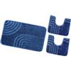 emmevi Tappeto Bagno Soffice Parure Set 3 Pezzi A Righe Moderno Assorbente Antiscivolo Lavabile Blu