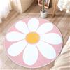 AIMECO Tappeto morbido e morbido per bambini, rotondo, per soggiorno, ragazza, camera da letto, cameretta dei bambini, lavabile, facile da pulire, motivo rotondo, 80 cm, margherite rosa