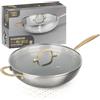 KASANOVA Wok 32 cm triplo strato Tri Ply - Gold con coperchio