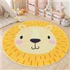 AIMECO Tappeto per bambini, rotondo, 80 cm, morbido, sottile, facile da pulire, motivo leone, giallo