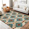 AUWUUA Tappeti Aztechi per Soggiorno 60x120cm Tappeto Etnico Tribale del Sud-Ovest Geometrico, Tappeto Rustico Nativo Americano per Camera da Letto, Zerbino Lavabile Antiscivolo, Blu-Marrone