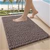 LUMI Tappetino Bagno in Chenille Morbido e Antiscivolo, Tappeto Bagno Spesso e Super Assorbente, Lavabile in Lavatrice, Asciugatura Rapida, Tappeto Doccia per Vasca e Doccia, Marrone, 50x80 cm