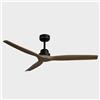 Sulion - Ventilatore da soffitto con motore DC silenzioso 142 cm - Basso consumo 26 W - Pale in legno massello per esterni IP44 e interni - Telecomando incluso - Nero legno chiaro