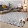 TT Home Tappeto Salotto Pelo Lungo Shaggy Morbido Soffice Design Moderno Monocolore, Colore: Grigio Argento, Dimensione:140x200 cm