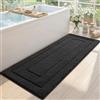 DEXI Tappeto Bagno 60 x 150 cm, Assorbente, Nero | Microfibra Soffice, Fondo Antiscivolo, Morbido, Lavabile in Lavatrice, Tappetino Bagno per Doccia e Vasca