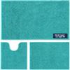 WohnDirect Set 3 tappeti bagno 70x120+50x80+45x45 Verde petrolio con WC | Dotazione completa con incavo per il water - copre doccia, lavabo e zona WC in modo coordinato