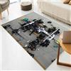 AEKDCL Tappeto a forma di macchina da corsa Formula 1, larghezza 70 x lunghezza 120 cm, per area sport estremi, lavabile, antiscivolo, per camera da letto, soggiorno, sala giochi, colore: nero e argento