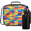 Get Trend LEGO Borsa Termica Porta Pranzo Bambini e Borraccia, Set 2 Pezzi | 5,4L Porta Merenda Termico Lunch Bag con Manico e Tracolla per Scuola e Tempo Libero, Regalo Bambino e Bambina (Multi LEGO)