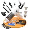 lautux Turbotastic Pro 2 Aspirapolvere portatile - 120 W, 18.000 Pa, fino a 60 minuti, filtro HEPA, display LED, ugelli 4 in 1 (auto, peli di animali, imbottitura, gonfiaggio, sottovuoto) (bianco