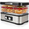 Baroni Home Essiccatore Alimentare 5 Livelli, Temperatura Regolabile 35-70°C, Circolazione dell'Aria a 360°, Essiccatore per Frutta, Verdura, Spezie, Carne e Pesce, 30x18x21 cm - Manuale Rettangolare