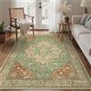 BEIMO Tappeto Lavabile per Soggiorno Vintage, Boho per Camera da Letto Grande Orientale Antiscivolo per Bagno e Sala da Pranzo, 200x290cm，Verde Oliva