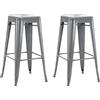 Duhome Sgabelli da bar in ferro Set di 2 sedie da bar, altezza seduta 76 cm Sgabelli da bancone, impilabili Sgabelli da bistrot in metallo con poggiapiedi in design industriale, grigio