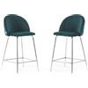 Idea New Garden Srl Set di 2 sgabelli da interno in velluto imbottito con gambe in metallo - design moderno ed elegante, ideale per isole cucina e zone pranzo - SARA XL - blu petrolio/argento