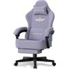GTPLAYER sedia da gioco Poltrona da gioco ergonomica Sedia da scrivania Sedia da ufficio con superficie in tessuto Cuscino di seduta a molla, braccioli di collegamento, con poggiapiedi