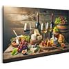 islandburner Quadro murale natura morta vino frutta formaggio immagine di cucina per cucina su tela immagini poster